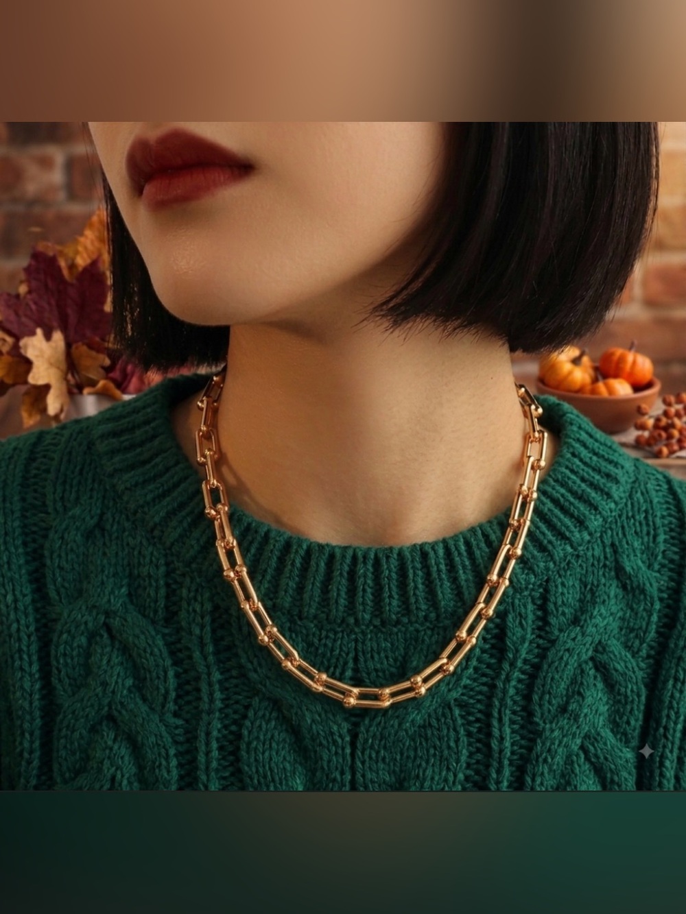 Gold HardWear Style Gauge U Link Chain Necklace